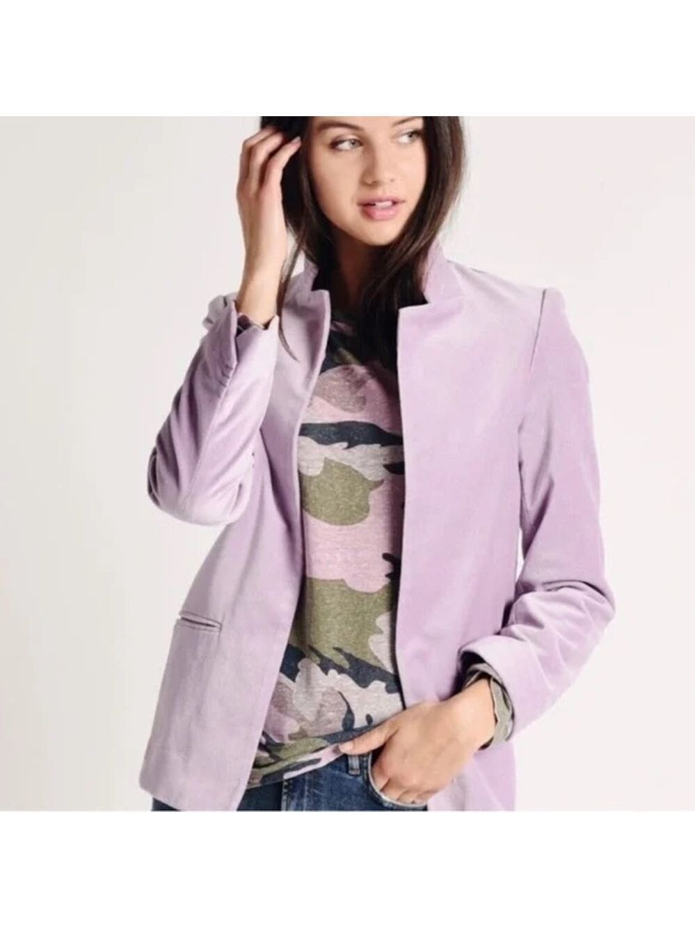 Zadig & Voltaire Volly Velour Lavender Open Jacket Sz-36
